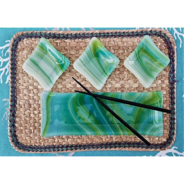 CeruleanBay Glass Serving Set Set of 1 Plate And 3 Sauce Dishes Wayfair